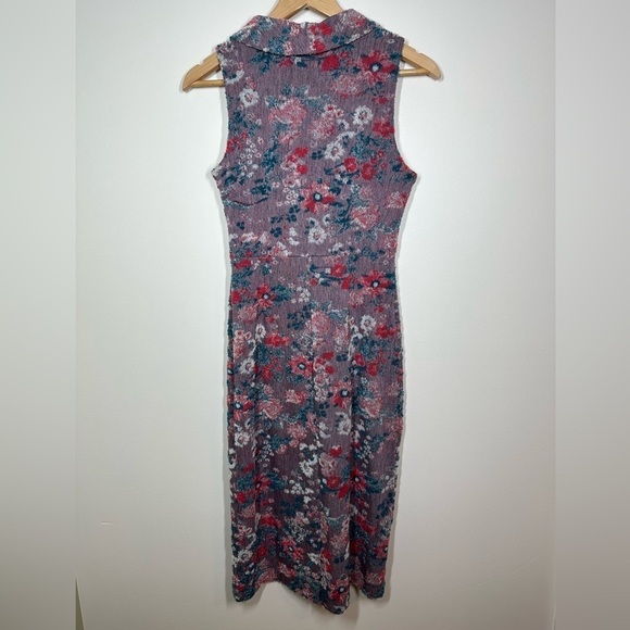 ANTHROPOLOGIE Maeve Purple Floral Sleeveless Jacquard Dress Size 0 - Picture 9 of 9